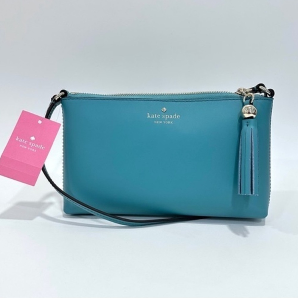 Kate spade Amy ivy street stone blue crossbody tassle bag 💙